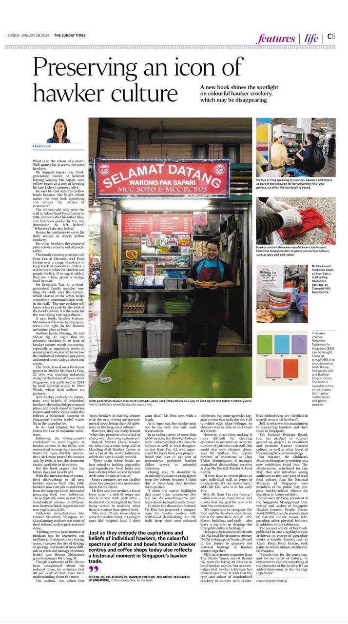 the sunday times, 28 january 2024, life section page c5: preserving an icon of hawker culture