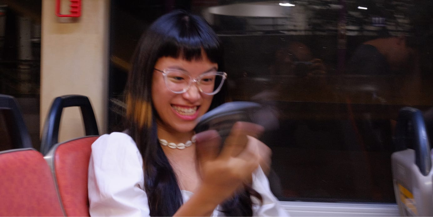 shaking the phone on a bus, the handset blurred with the motion